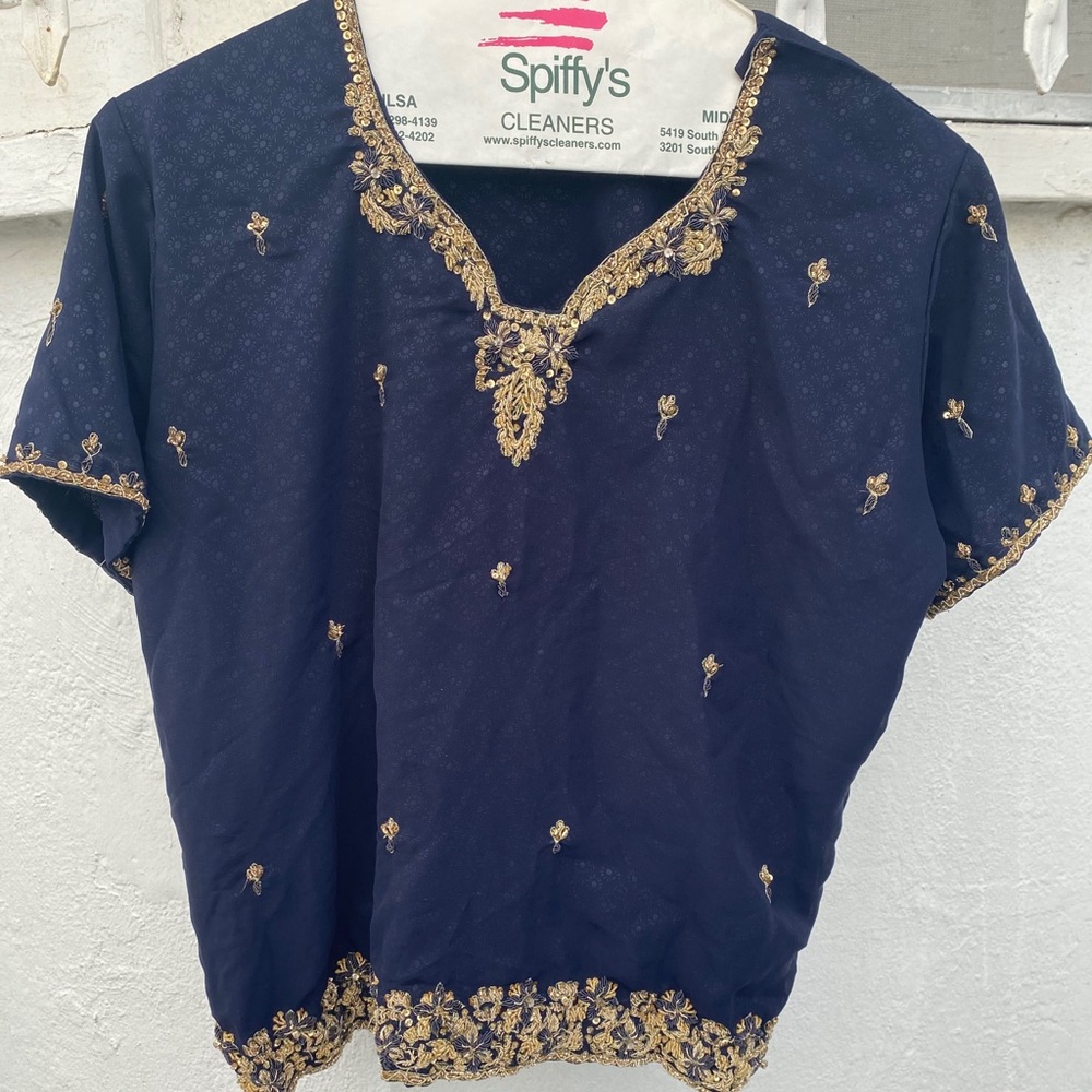 INDIAN NAVY & GOLD TOP